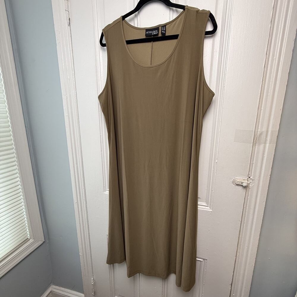 ATTITUDES by Renee Petite 2X Chocolate Brown Jersey Tank Dress NWOT